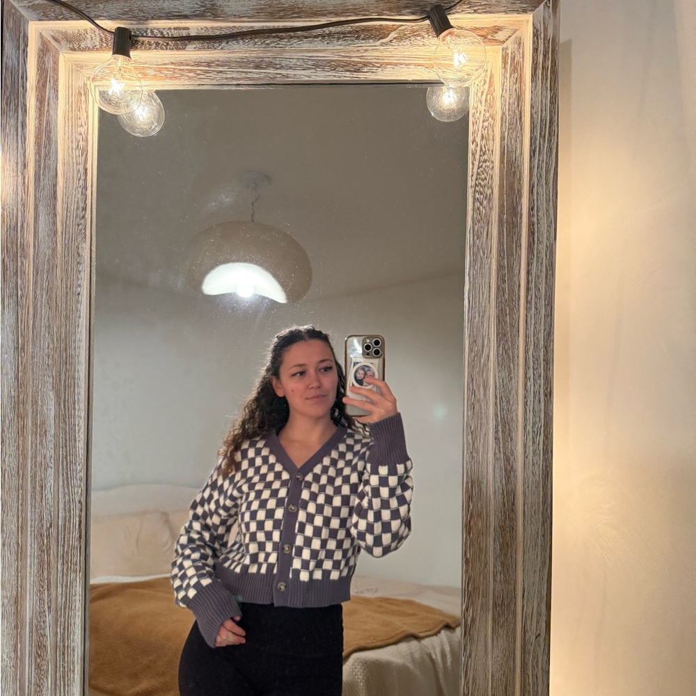 Sincerely Jules Blue and White Checkered Cardigan